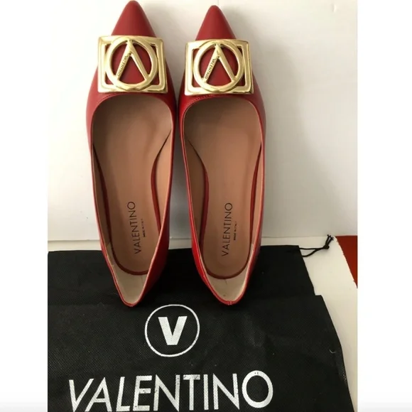VALENTINO BY MARIO VALENTINO Flora Logo Buckle Pointed Toe Flat - Picture 4 of 11